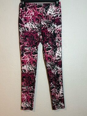 Material Girl Active- Pinks, Black & White Graffiti Style Athletic Leggings Sz.S